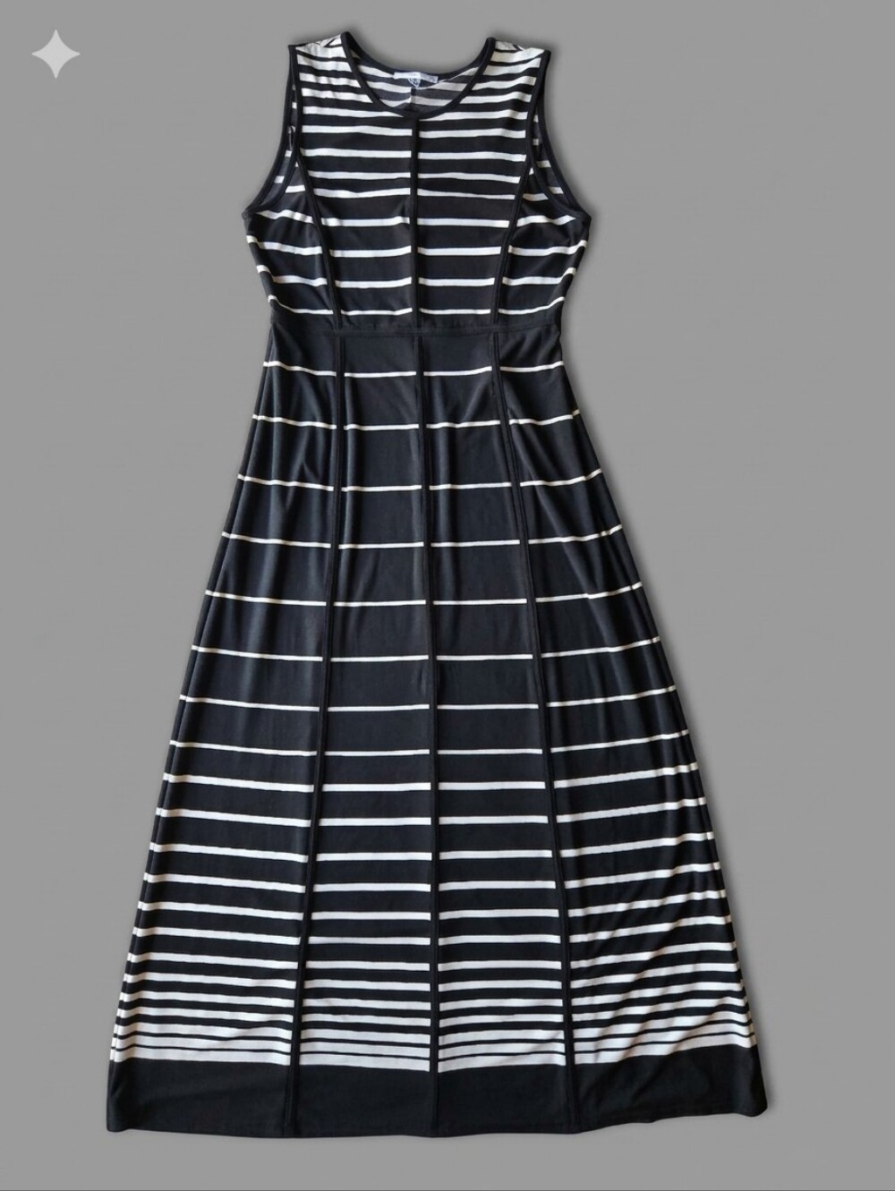 Studio One New York Sleeveless Black and White Striped Maxi Dress